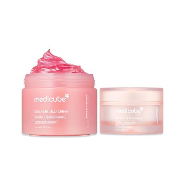 medicube Routine Double Action: Crème Gelée Repulpante au Collagène 110ml & Crème Triple Collagène 50ml | Niacinamide, Acide ...