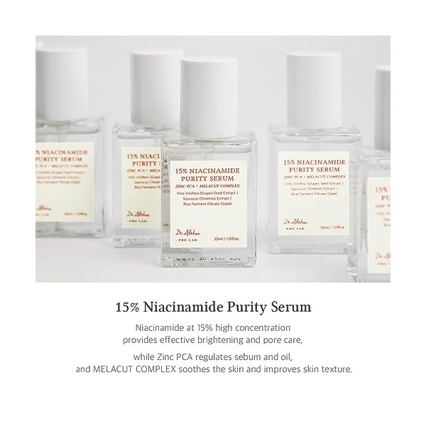 Dr.Althea Sérum 15% Niacinamide - Amélioration Générale du Teint et Texture, Soins des Pores, Controle avec Zinc. Formule Vég...