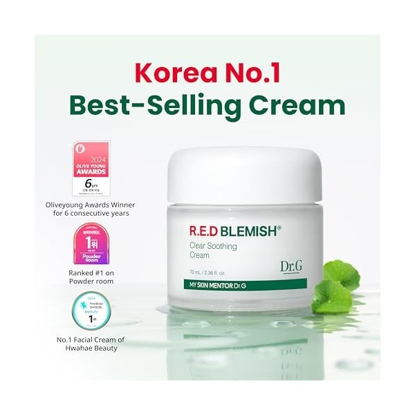 Dr. G NEW RED Blemish Clear Soothing Cream 70 ml 2,36 oz Gowoonsesang Cosmetic, Crème hydratante de restauration Crème Jour e...