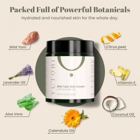 Crème Wild Yam Hormone Balance pour femmes et hommes avec huile de lavande, aloe vera et souci – Crème ménopause et peau – 10...