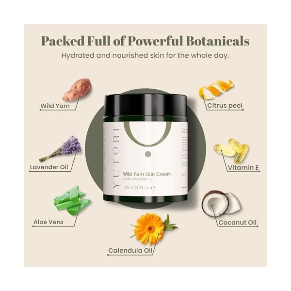 Crème Wild Yam Hormone Balance pour femmes et hommes avec huile de lavande, aloe vera et souci – Crème ménopause et peau – 10...
