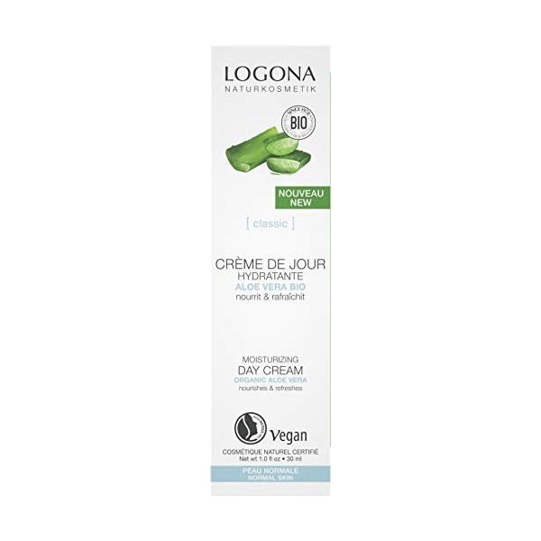 LOGONA CREMA DE DIA HIDRATANTE aloe – s’applique matin et soir sur une peau nettoyée, soin visage quotidien pour peau normale