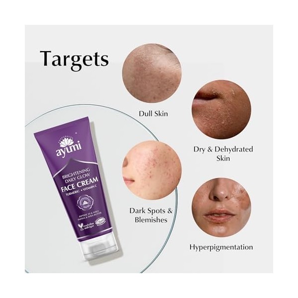 Ayumi Turmeric & Shea Butter Face Cream, Vegan and Cruelty Free, Dermatologically Tested, 2 x 100ml Crème Jour et Nuit