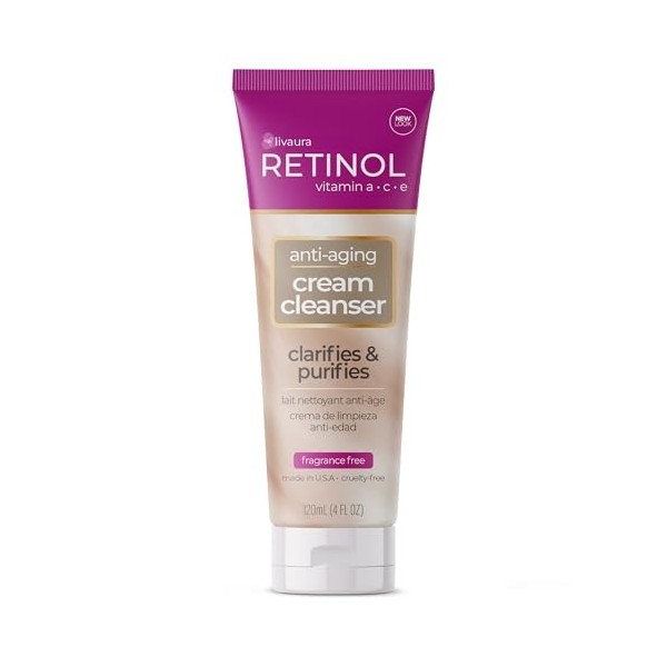 Crème nettoyante anti-âge Retinol - La crème nettoyante quotidienne nettoyante en profondeur exfolie pour améliorer la textur
