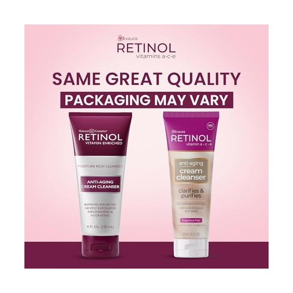 Crème nettoyante anti-âge Retinol - La crème nettoyante quotidienne nettoyante en profondeur exfolie pour améliorer la textur