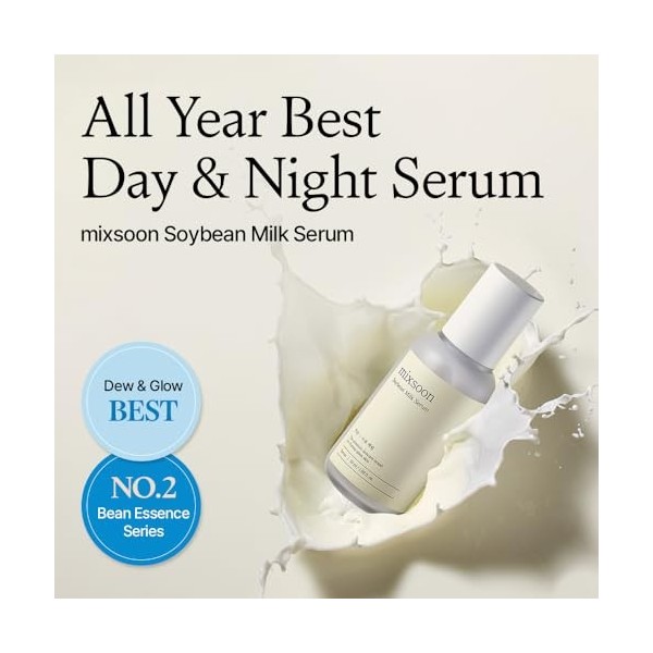 mixsoon Sérum au Lait de Soja – Sérum Hydratant et Raffermissant aux Soja Fermentés, Collagène Végan Type Baby & Complexe de ...