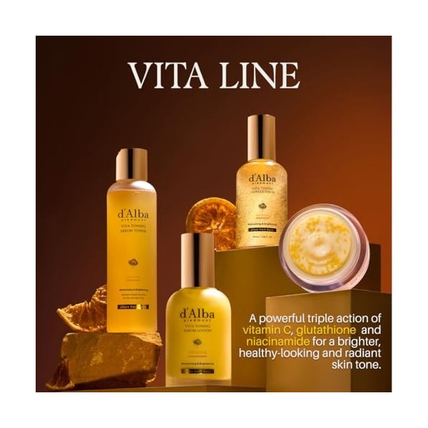 dAlba Piedmont Vita Toning - Sérum Capsule - Booster quotidien de vitamine pour une peau éclatante - Formule double vitamine ...