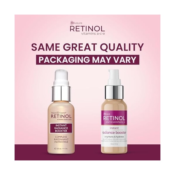LIVAURA Booster d’Éclat Instantané au Rétinol – Base illuminatrice originale – Hydratation anti-âge apporte luminosité & bien