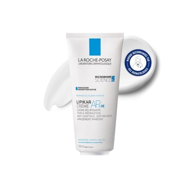 La Roche-Posay - Lipikar Crème Relipidante AP+M - Crème Hydratante Corps - Apaise les Peaux Sèches et Atopiques - Beurre de K...