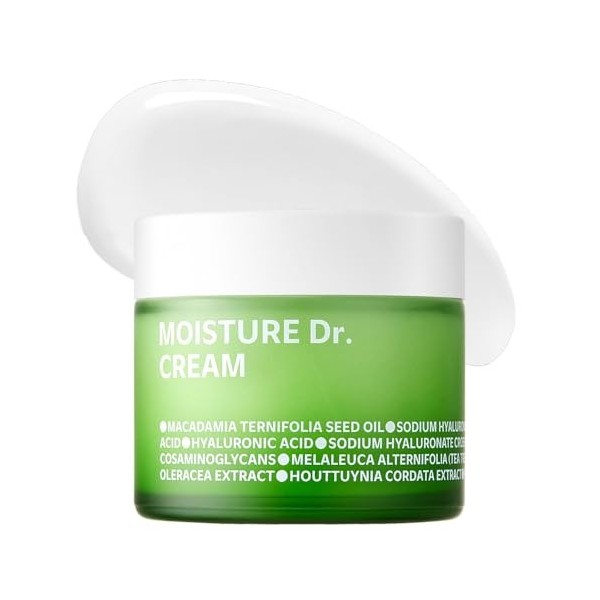 ISOI Moisture Dr. Soothing Cream, Deep Hydration with Hyaluronic Acid, Lightweight Face Moisturizer Korean for Oily Skin & Se...