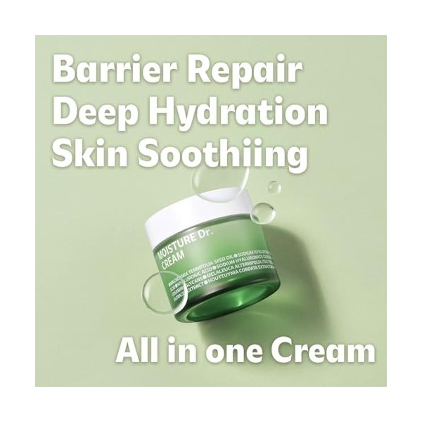 ISOI Moisture Dr. Soothing Cream, Deep Hydration with Hyaluronic Acid, Lightweight Face Moisturizer Korean for Oily Skin & Se...