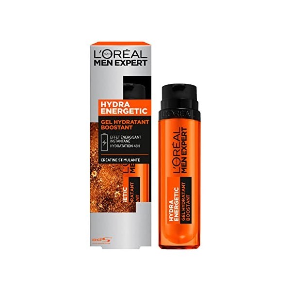 LOréal Men Expert - Gel Hydratant Visage pour Homme - Soin Boostant Intense - Hydratation 48H - Enrichi en Créatine Stimulan ...