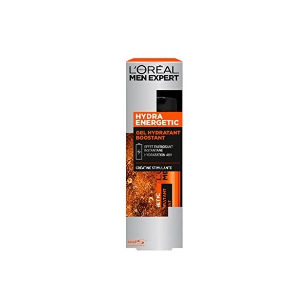 LOréal Men Expert - Gel Hydratant Visage pour Homme - Soin Boostant Intense - Hydratation 48H - Enrichi en Créatine Stimulan ...