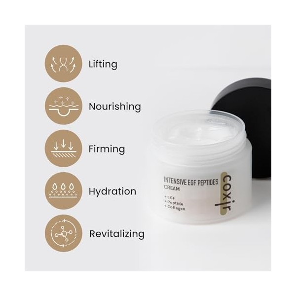 Coxir Crème Visage Anti-âge Repulpant Fermeté Intensive EGF Peptide Cream 50ml Crème Jour et Nuit