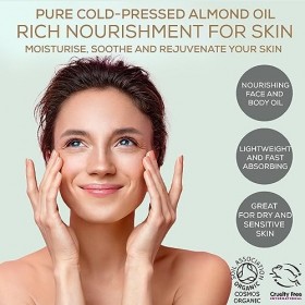 ALUCIA ORGANICS Huile damande douce certifiée biologique - Huile damande 100% pure pour le visage, le corps et les cheveux C...