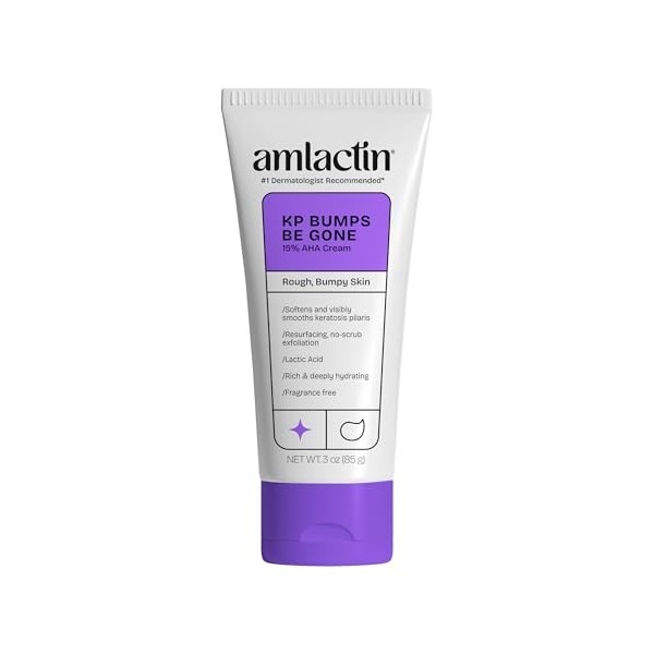 AmLactin KP Bumps Be Gone Crème hydratante hydratante pour peau rugueuse et sèche, tube de 3 oz Crème Jour et Nuit