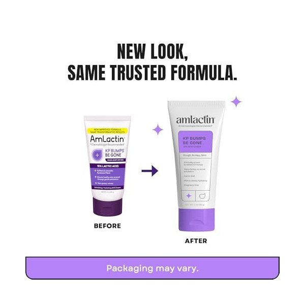 AmLactin KP Bumps Be Gone Crème hydratante hydratante pour peau rugueuse et sèche, tube de 3 oz Crème Jour et Nuit