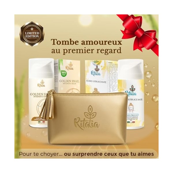 Ritalia® Crème Bave d’Escargot 80% 100 ml + Baume Démaquillant Ritalia® Hydrate, Illumine et Réduit les Taches Rituel Anti-Âg...