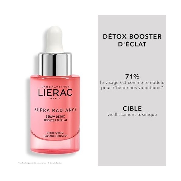 Lierac - Supra Radiance - Sérum Détox Booster dEclat 30ml - Soin Visage - Unifie - Lisse - Détoxifie - Tous types de peaux m ...