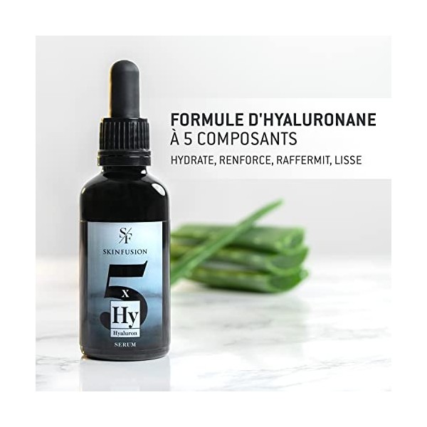 SKINFUSION Sérum Hyaluronique 5x bio à forte dose 50 ml Formule dacides végétaliens aux principes actifs : glucomannane bi Cr...