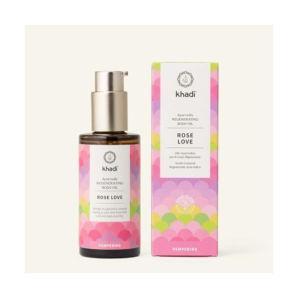khadi ROSE LOVE Huile de corps Élixir Ayurvédique - Huile de beauté luxueuse - nourrissante et régénérante - 100% végétale et...