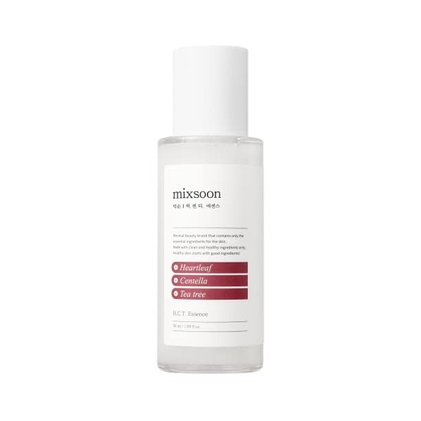 mixsoon H.C.T. Essence 50 ml | Hydratant pour le visage, peau irritée | Feuille de cœur, Centella Asiatica, Teatree Crème Jou...