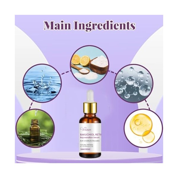 Sérum au rétinol de Bakuchiol, meilleur sérum au rétinol pour les rides, sérum visage au rétinol coréen avec bakuchiol au rét