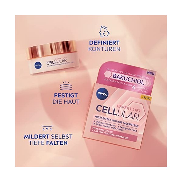 NIVEA Cellular Expert Lift Multi-Effekt Anti-Age Soins de jour, crème de jour hydratante pour une peau plus jeune, crème hydr