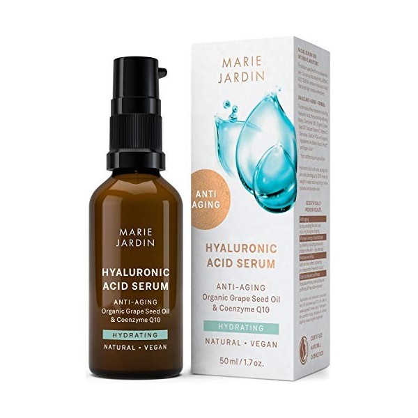 BIO sérum visage à lacide hyaluronique, vitamine C et Q10 concentré - Effet anti age prouvé - Soin visage anti rides - Prote