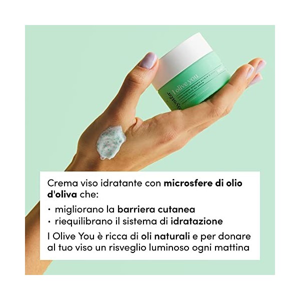 Syster Crème Hydratante et Nourrissante à lhuile dolive pour le visage - Made in Italy, Végan, Sans paraben, Sans silicones