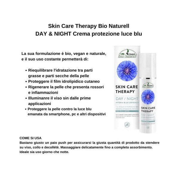 Vitamol Bio Naturell JOUR/NUIT Hydra Blue Defense Crème hydratante visage Peaux mixtes Protection lumière bleue 50 ml