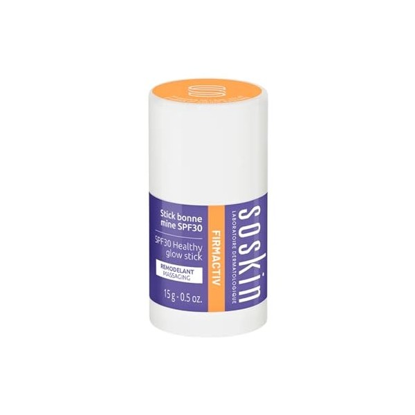 Soskin - Stick Bonne Mine SPF30 - Sérum Visage Tout-en-Un - Hydrate, Raffermit, Lisse - Protège UVA/UVB et Pollution - Éclat