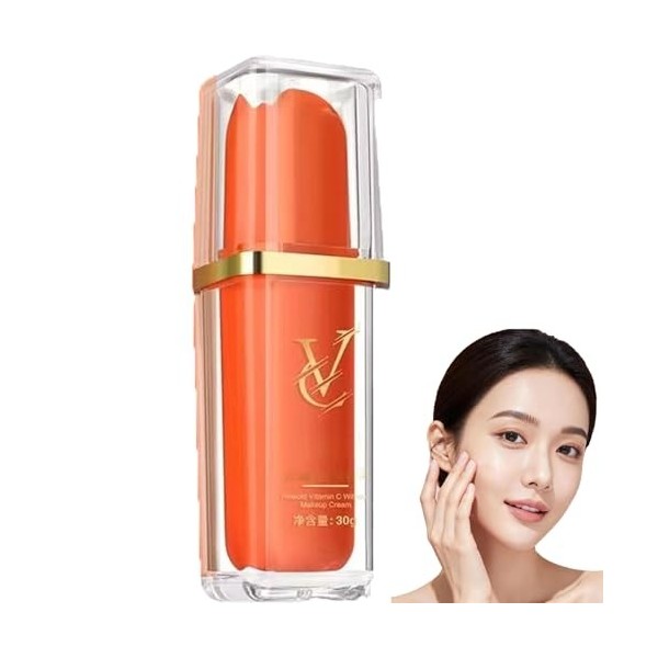 Lot de 3 crèmes de maquillage japonaises à la vitamine C - Crème éclaircissante contre les taches brunes - Hydratante longue ...