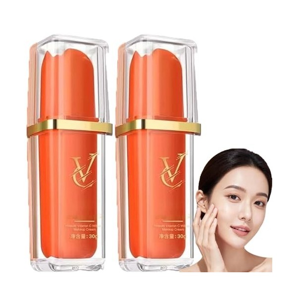 Lot de 3 crèmes de maquillage japonaises à la vitamine C - Crème éclaircissante contre les taches brunes - Hydratante longue ...