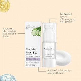 Crème Contour Des Yeux Revitalisante for Les Yeux Fatigués - Formule Hydratante for Éclaircir, Lisser et Rafraîchir la Zone D