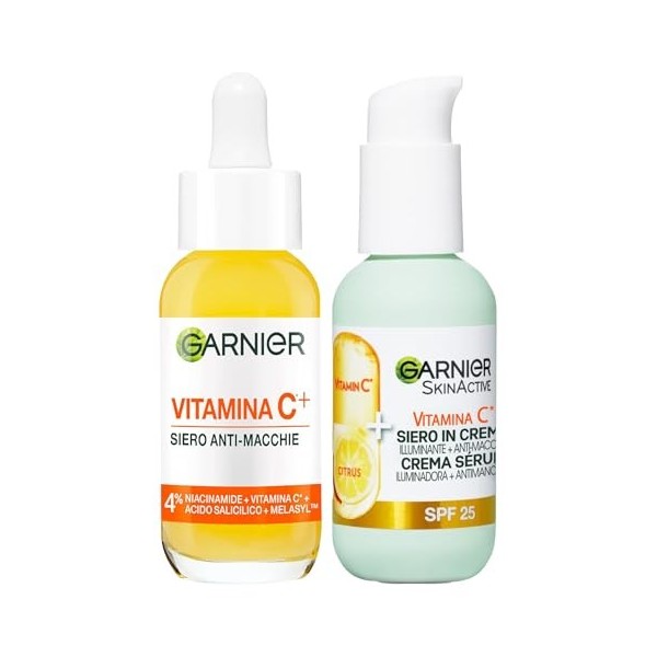 Garnier Sérum Visage Anti-Imperfections Vitamine C+ avec Niacinamide Acide Salicylique Mélasyl Antioxydant 30ml + Sérum Visag
