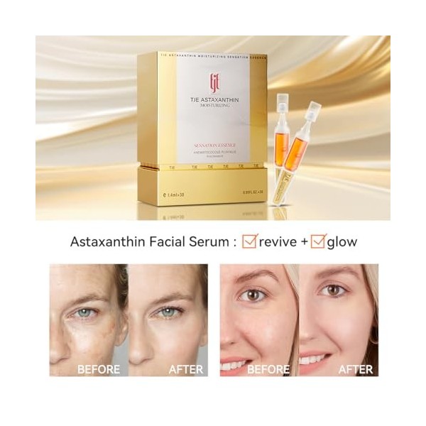 TJE Formule anti-âge puissante : enrichi en astaxanthine puissante, en vitamine C et en vitamine E, ce sérum pour le visage a