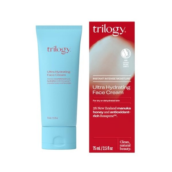 Trilogy Crème ultra hydratante pour le visage, soin hydratant intense pour peaux sèches et sensibles, ingrédients 100 % natur