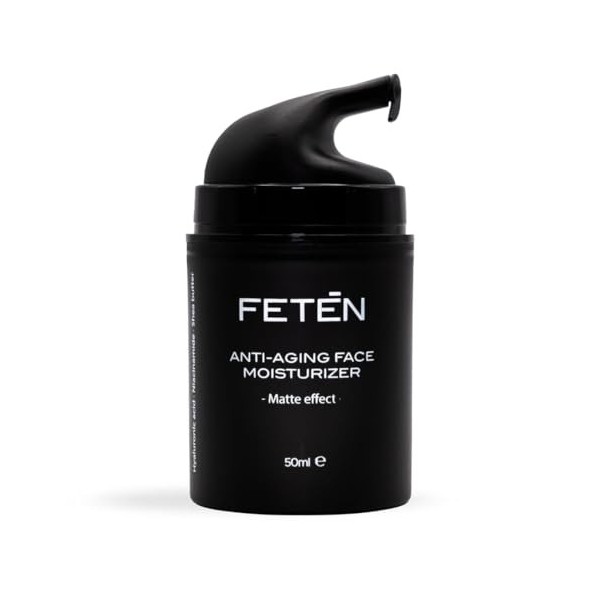 FETEN Crème Visage Homme – Crème Hydratante Anti-Rides avec Acide Hyaluronique – Effet Anti-Âge & Matifiant – Soin Visage Jou...
