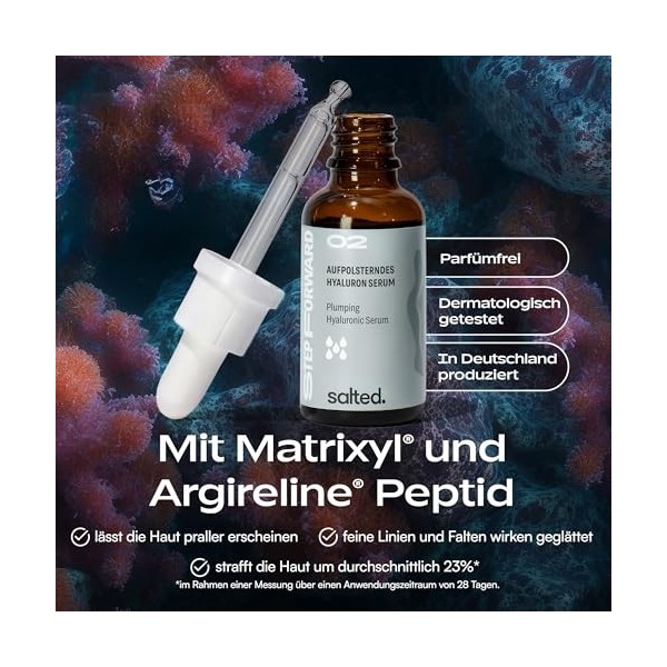 salted. Sérum peptide raffermissant - Sérum visage contre le vieillissement cutané - Avec argireline et matrixyl pour une pea