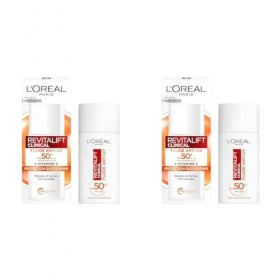 LOréal Paris - Fluide Anti-UV FPS 50+ Vitamine C + Vitamine E + Acide Hyaluronique - Taches, Rides & Teint Irrégulier - Fini