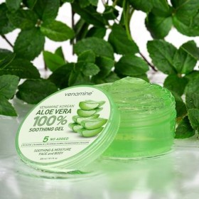Venamine Gel apaisant et hydratant à laloe vera coréen 100 % pour le visage et le corps 300 ml
