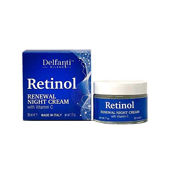 DELFANTI MILANO - Crème visage anti-âge RETINOL, à la vitamine C, fabriquée en Italie 50 ml