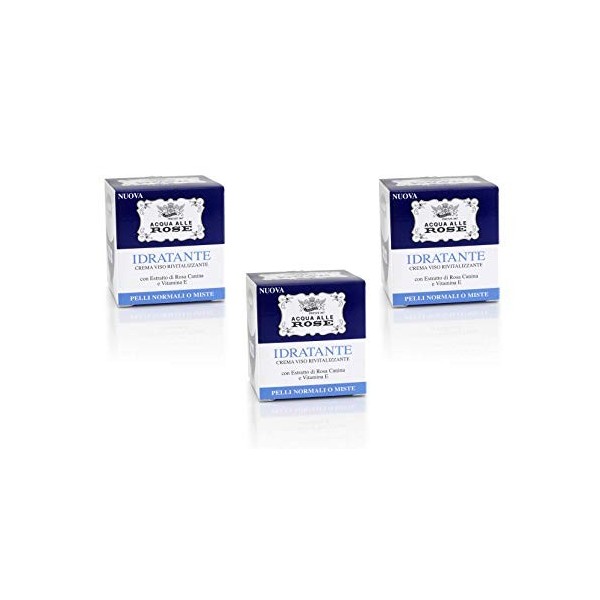 Acqua alle Rose Crème Visage Hydratante à la Vitamine E et à lExtrait de Rose, Peau Normale ou Mixte, Crème Hydratante et Re