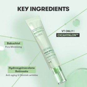 VT COSMETICS VT CICA RETI-A CRÈME 0.05 – Rétinol Doux pour Peaux Sensibles, 30 ml