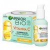 Garnier Lot de 2 crèmes de jour bio à la vitamine C pour éclaircir la peau et réduire les ridules 50 ml + sérum visage SkinAc...
