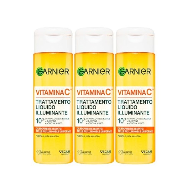 Garnier Lot de 2 crèmes de jour bio à la vitamine C pour éclaircir la peau et réduire les ridules 50 ml + sérum visage SkinAc...