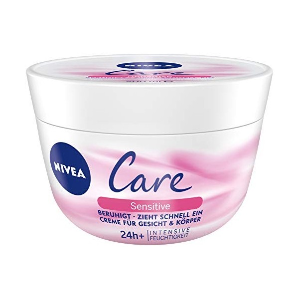 NIVEA Creme Care Sensitive Soin du visage et du corps avec 24 h dhydratation intense, crème hydratante non grasse pour peaux