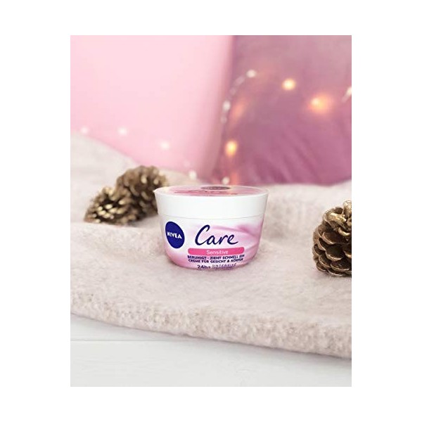NIVEA Creme Care Sensitive Soin du visage et du corps avec 24 h dhydratation intense, crème hydratante non grasse pour peaux