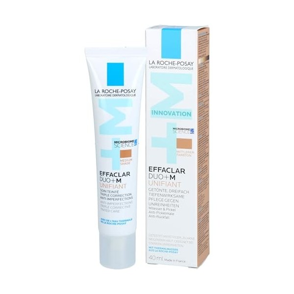 La Roche-Posay, Effaclar Duo+M, Soin Teinté Anti-Imperfections, Peaux à Tendances Acnéique, Triple Correction Boutons, Points...